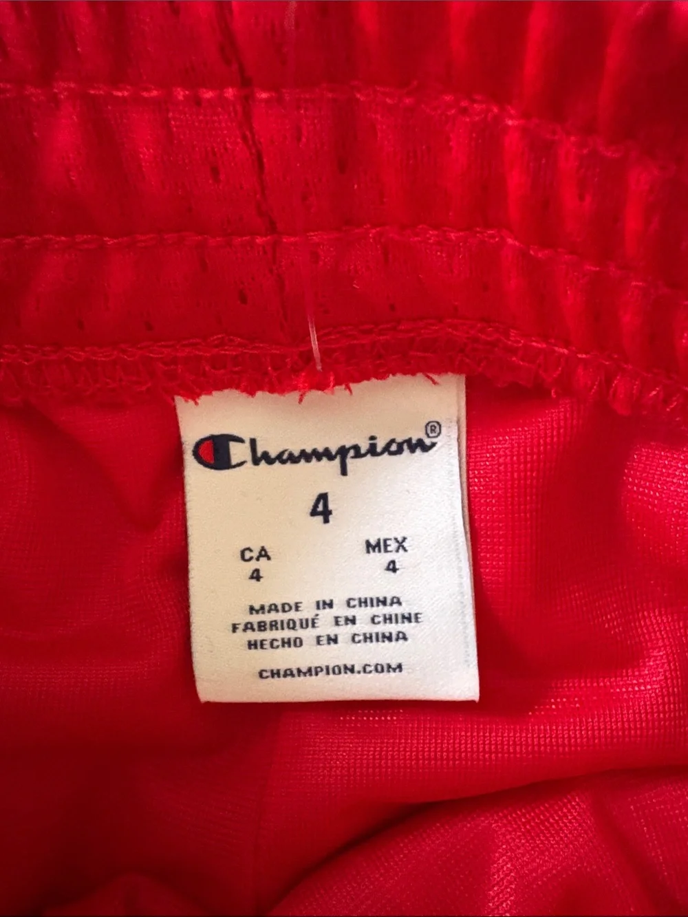 Champion Gray Logo Tee with Red Athletic Shorts